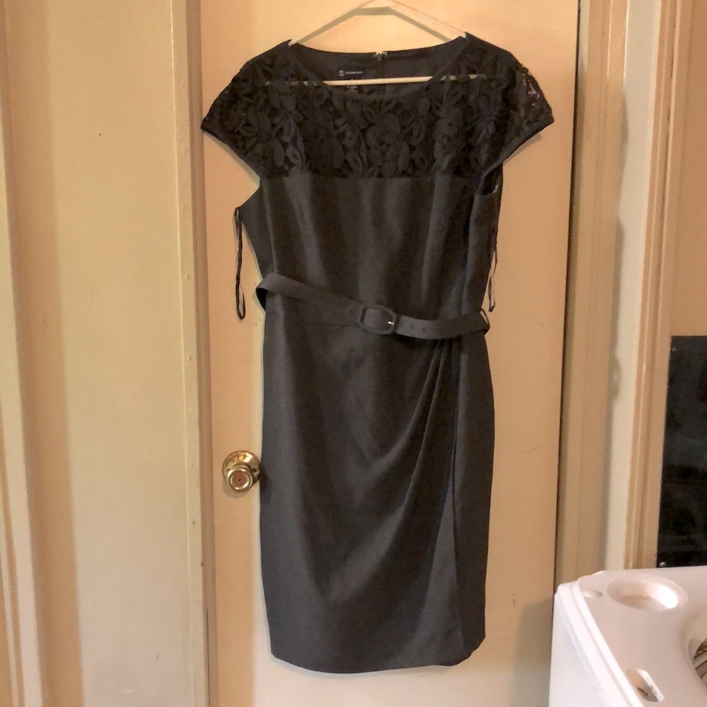 New Directions Gray Lace Top Belted Dress US size 16